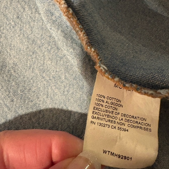 Wrangler Vintage Western Patch Pocket Denim Pearl Snap Chores Shirt Rodeo Large - Picture 6 of 6